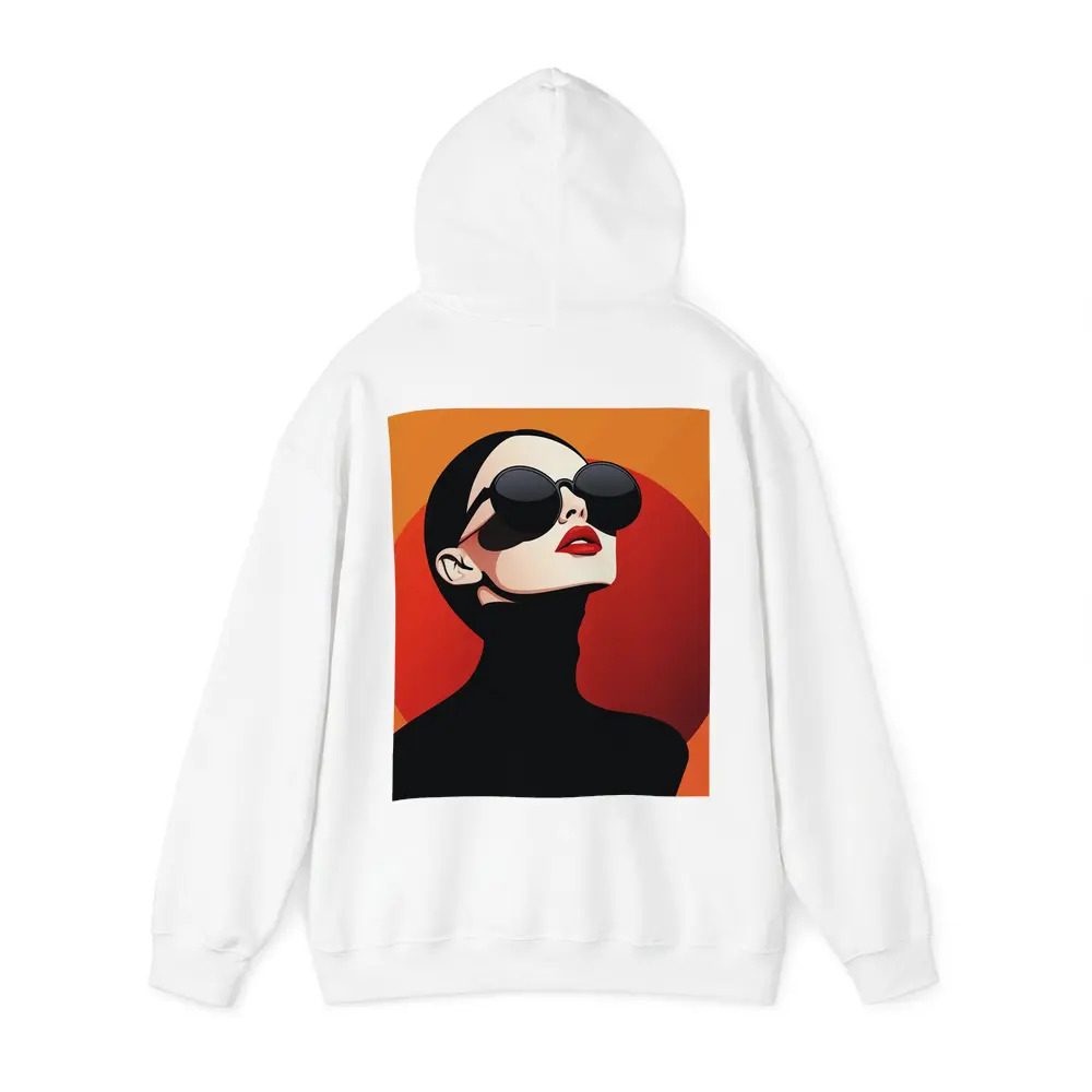 Fashion Woman Sunglasses Red Orange Background – Hoodies
