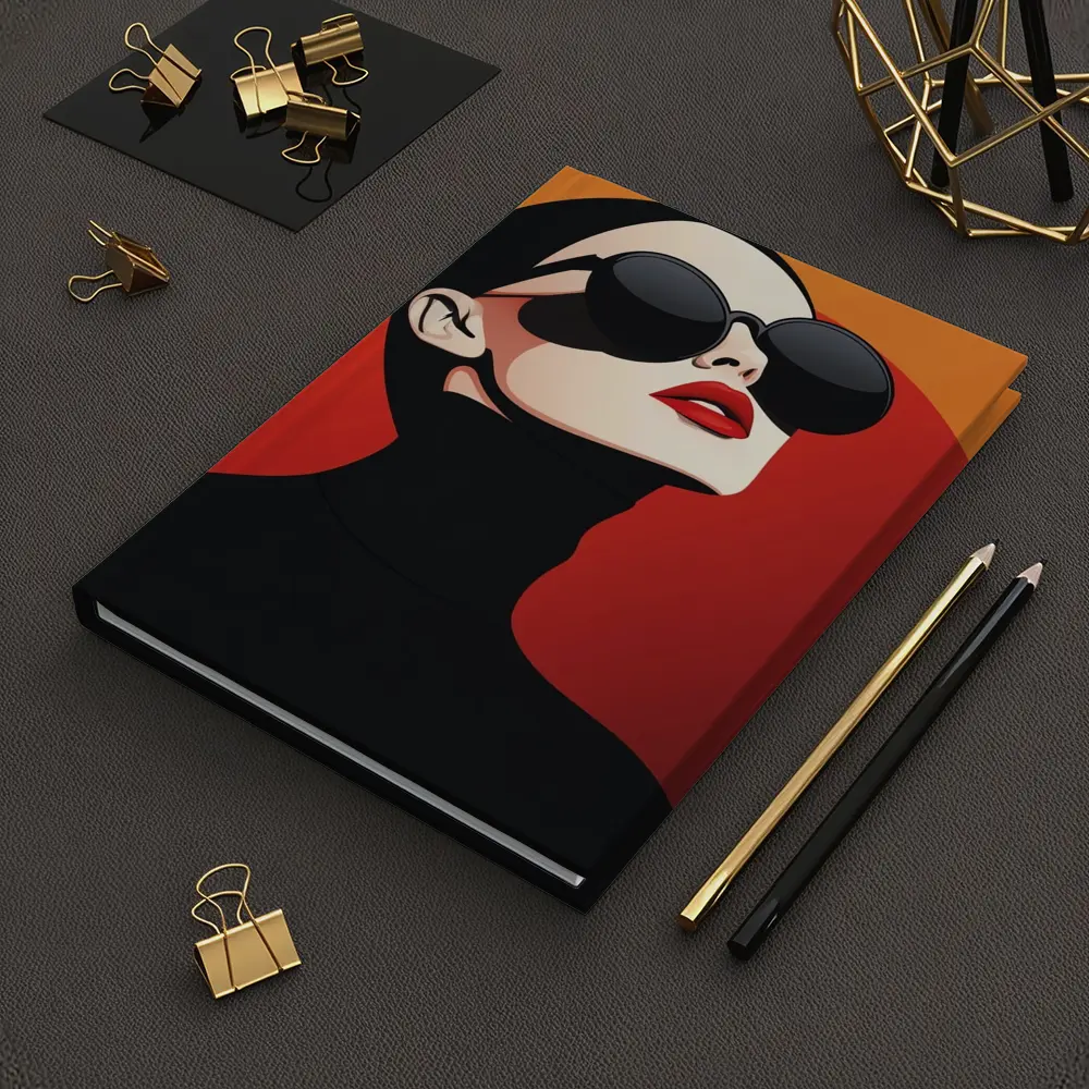 Fashion Woman Sunglasses Red Orange Background – Notebooks