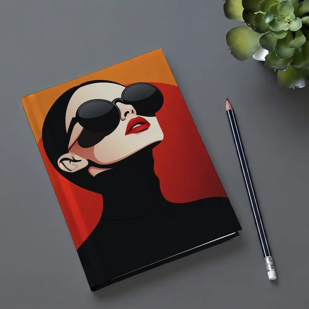 Fashion Woman Sunglasses Red Orange Background – Notebooks
