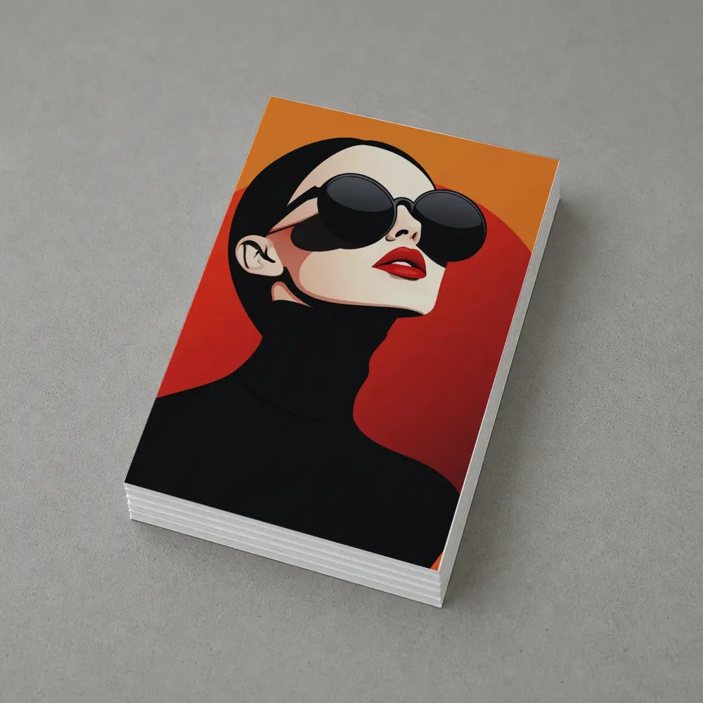 Fashion Woman Sunglasses Red Orange Background – Postcards