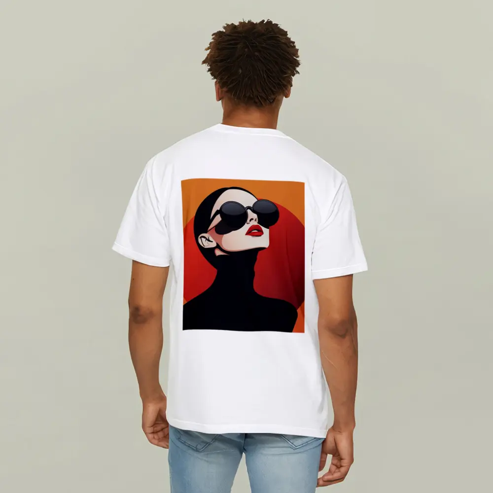 Fashion Woman Sunglasses Red Orange Background – T-Shirts
