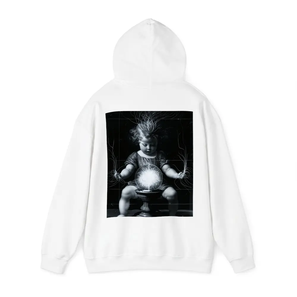 Child with Glowing Energy Ball Black Background – Hoodies
