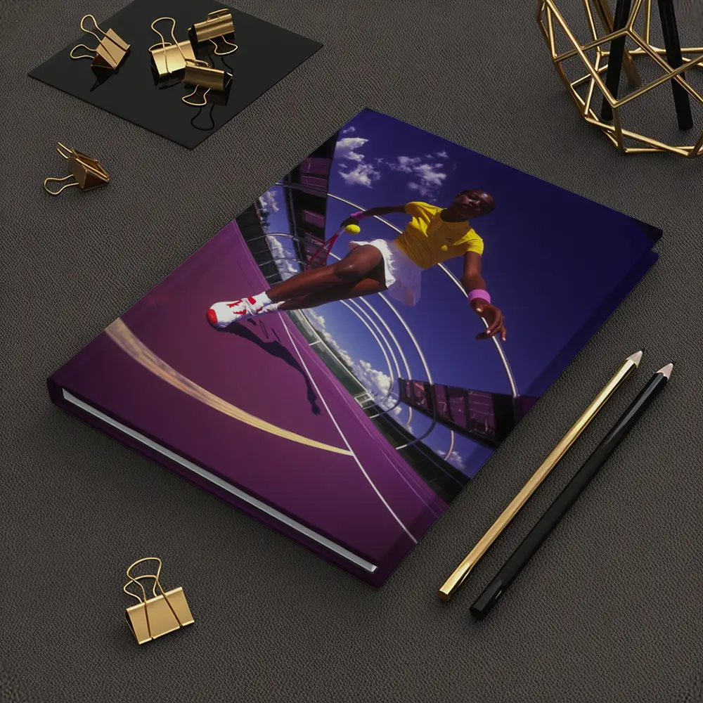 Tennis Player On Purple Court Fisheye – Notebooks
