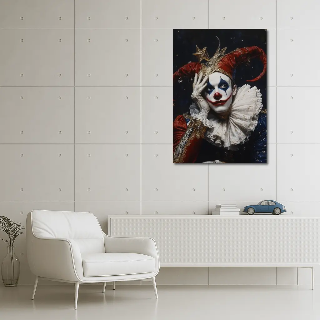 Sad Jester Clown Dark Starry Night – Wall Art