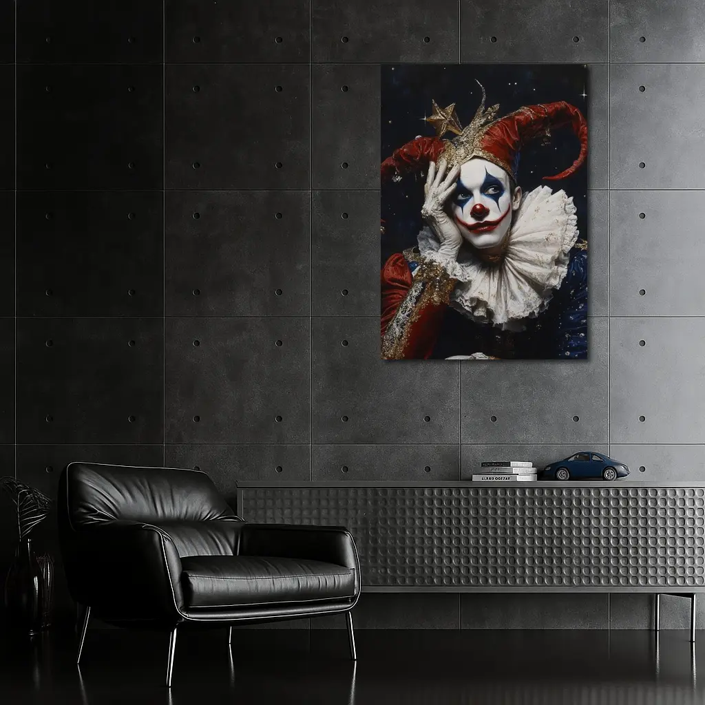 Sad Jester Clown Dark Starry Night – Wall Art