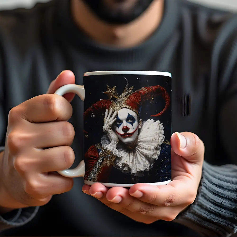 Sad Jester Clown Dark Starry Night – Mugs