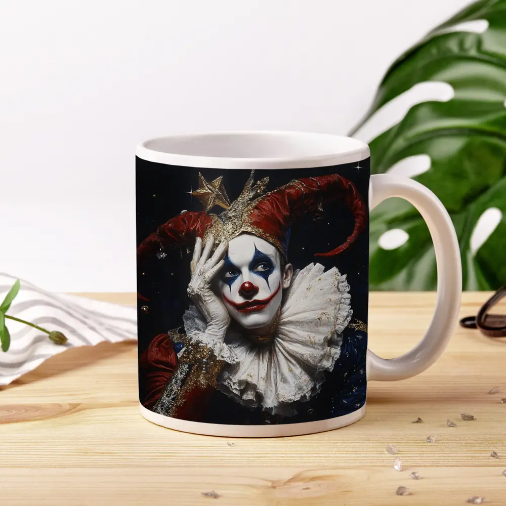 Sad Jester Clown Dark Starry Night – Mugs