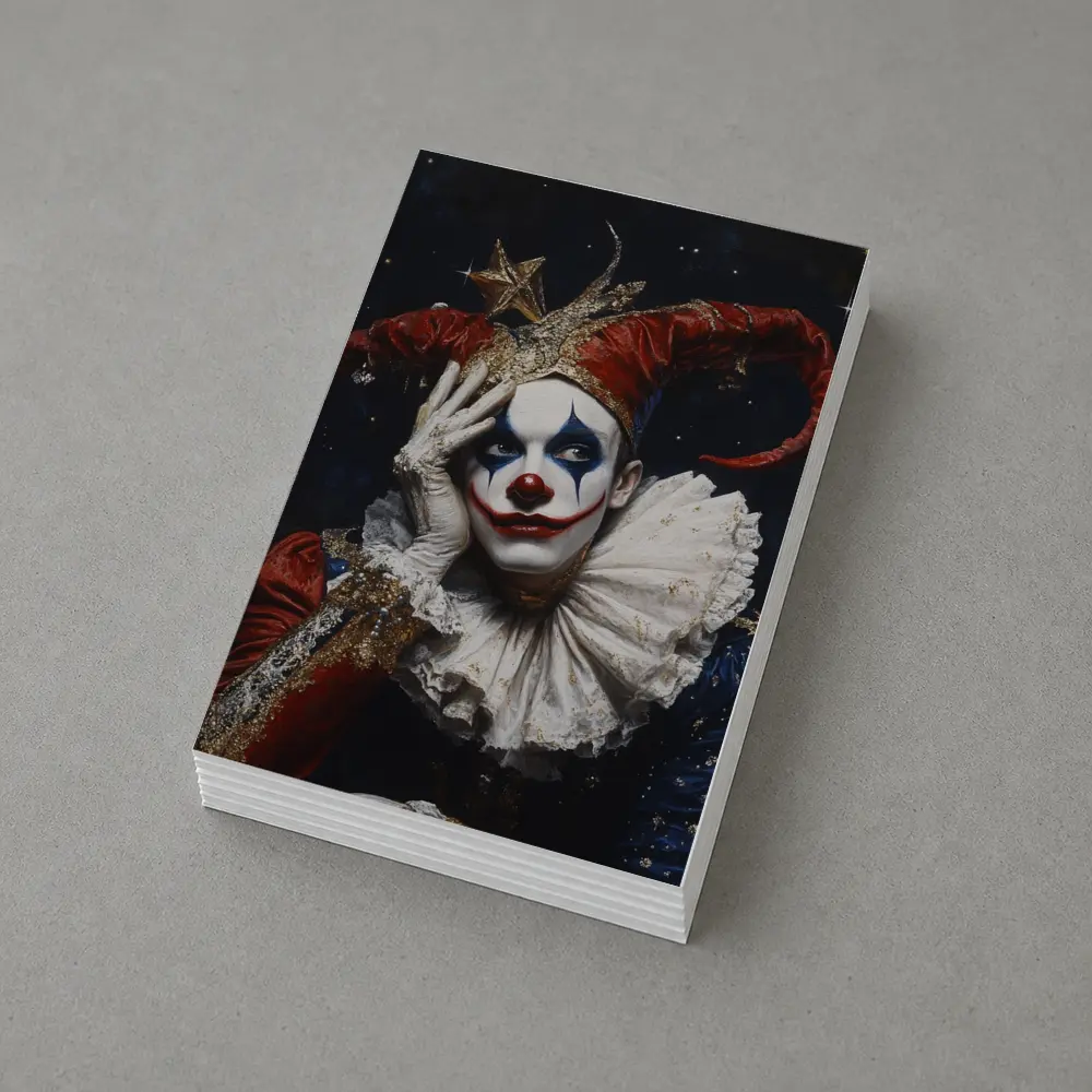 Sad Jester Clown Dark Starry Night – Postcards