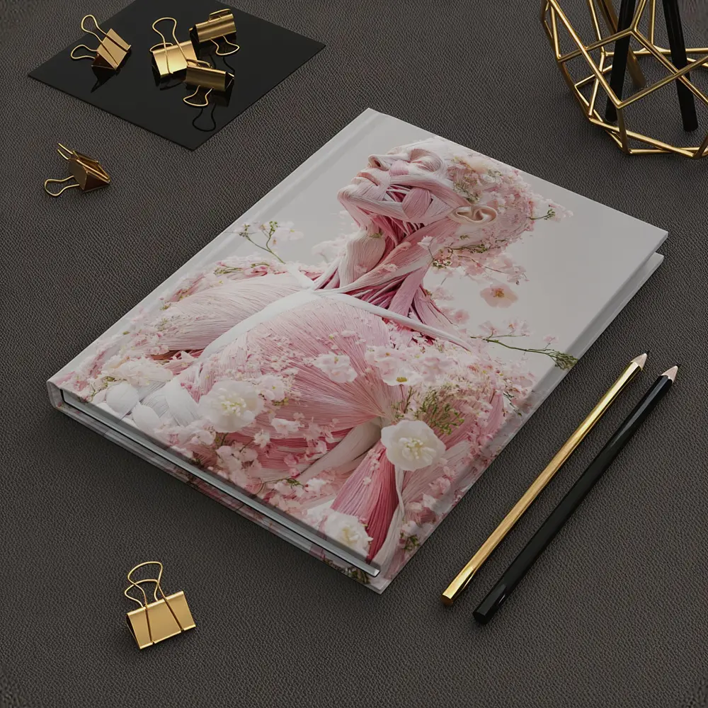 Floral Anatomy Figure Pink Flowers Surreal Art – Notebooks