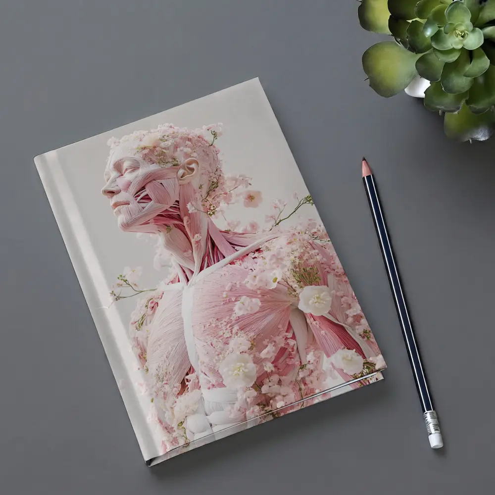 Floral Anatomy Figure Pink Flowers Surreal Art – Notebooks