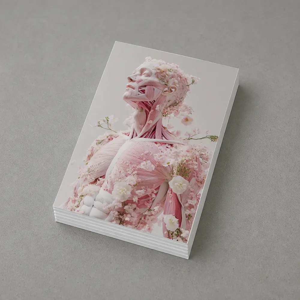 Floral Anatomy Figure Pink Flowers Surreal Art – Postcards