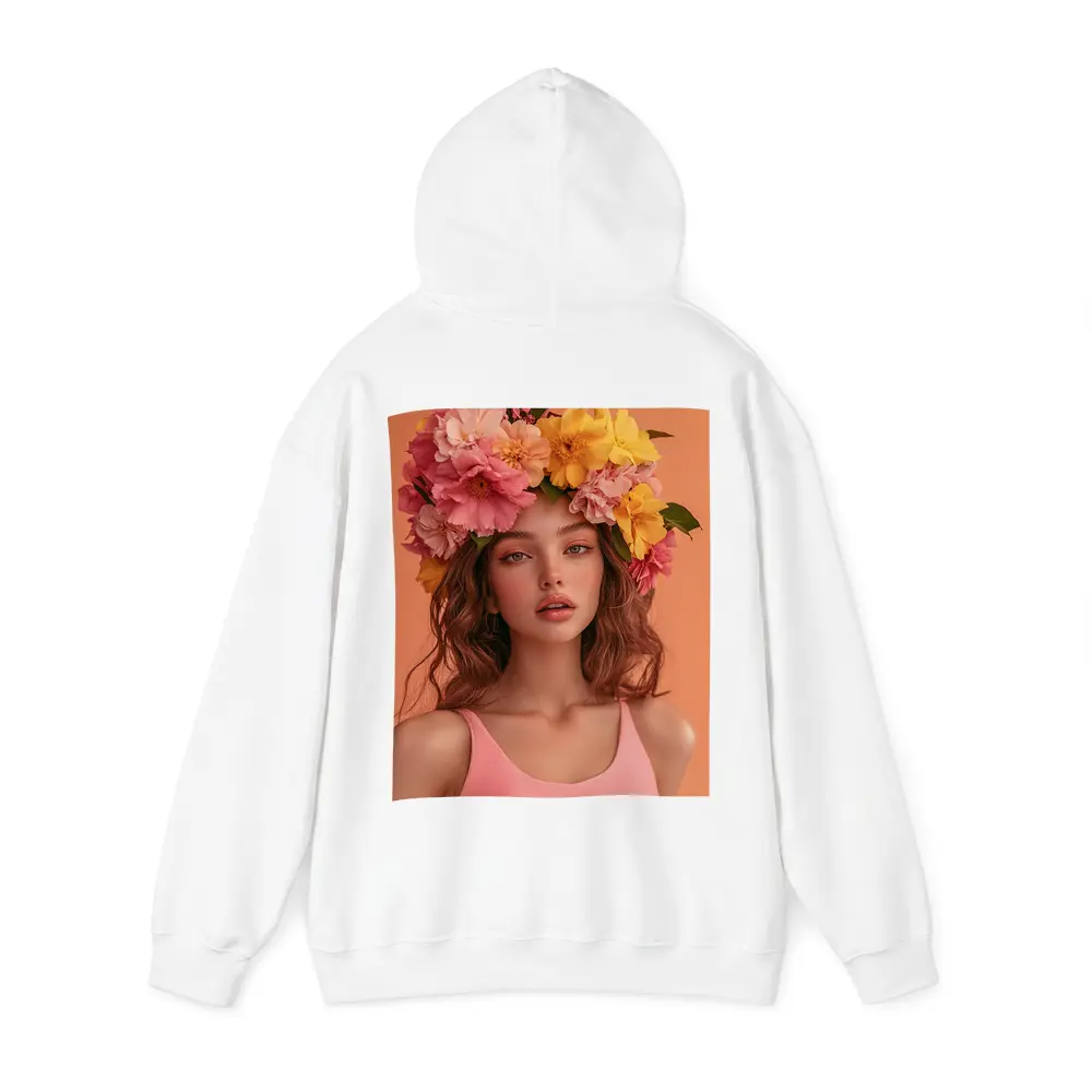 Woman Flower Crown Pink Peony Yellow Blooms – Hoodies