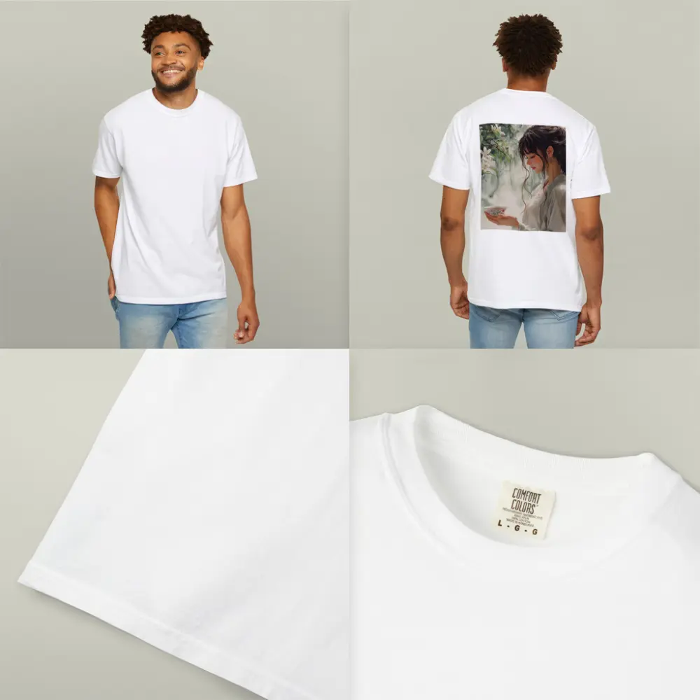 Woman Holding Tea Cup White Lilies – T-Shirts