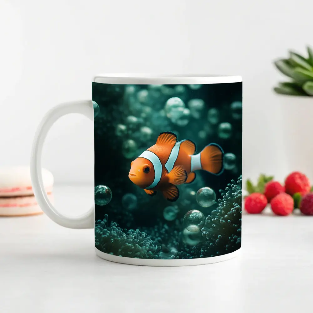 Clownfish Swimming Among Sea Anemone Bubbles – Mugs