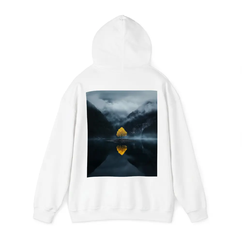 Yellow Tree Lone Island Misty Mountain Lake – Hoodies