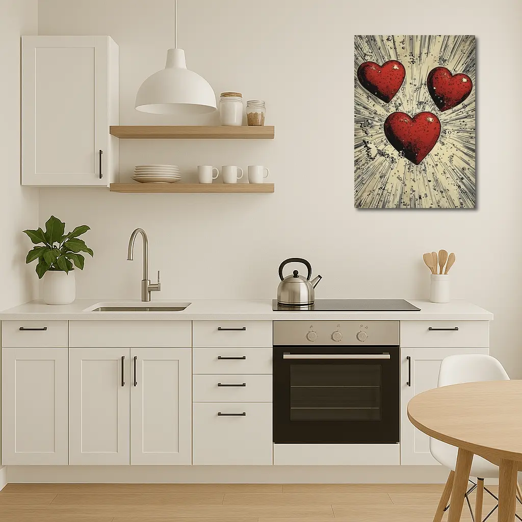 Three Red Hearts Comic Book Art Style – Wall Art
