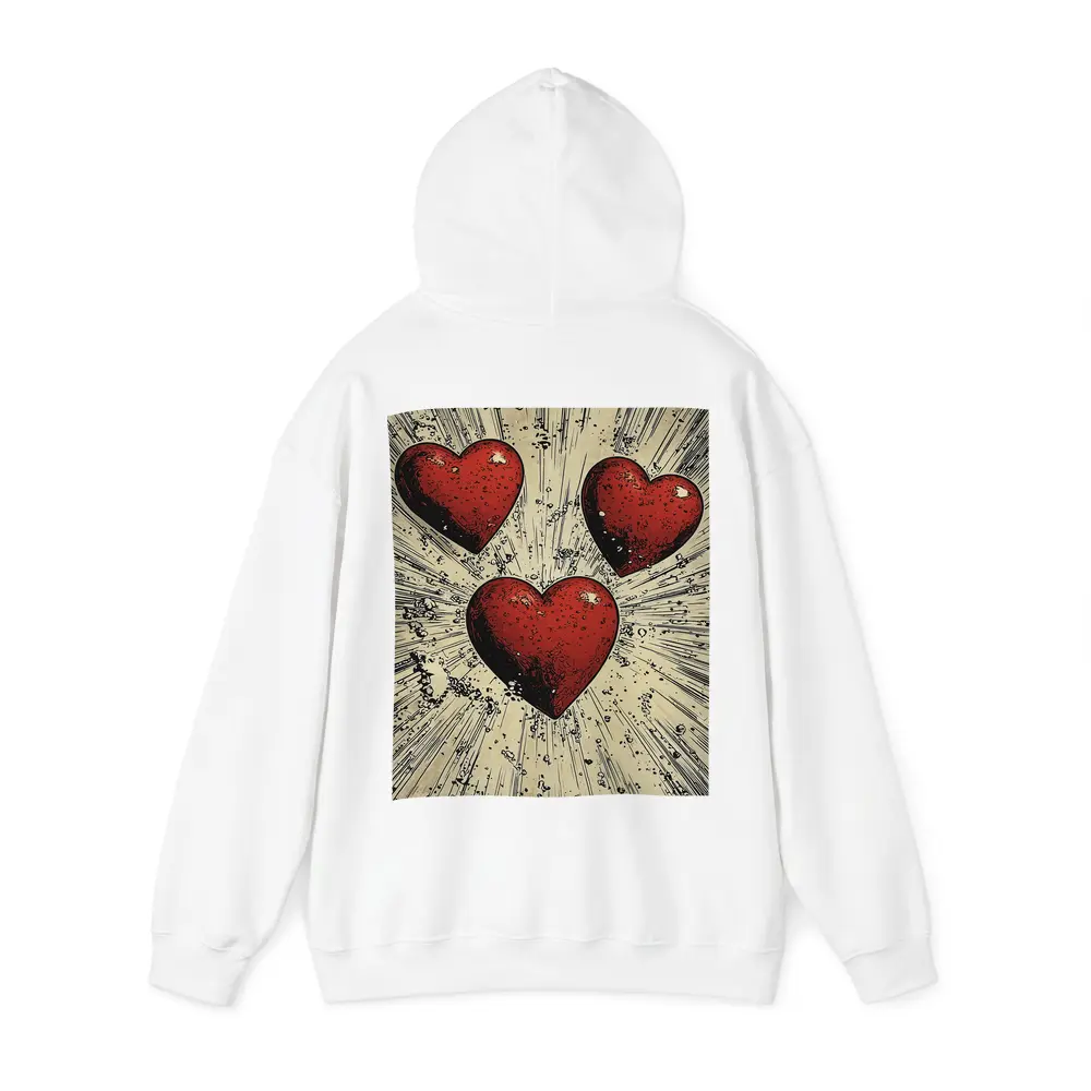Three Red Hearts Comic Book Art Style – Hoodies