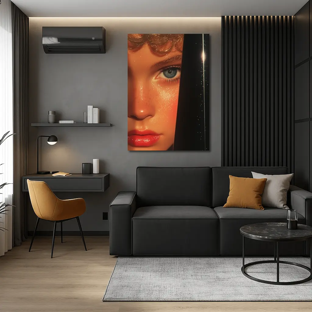 Close Up Woman Face Blue Eye Art – Wall Art