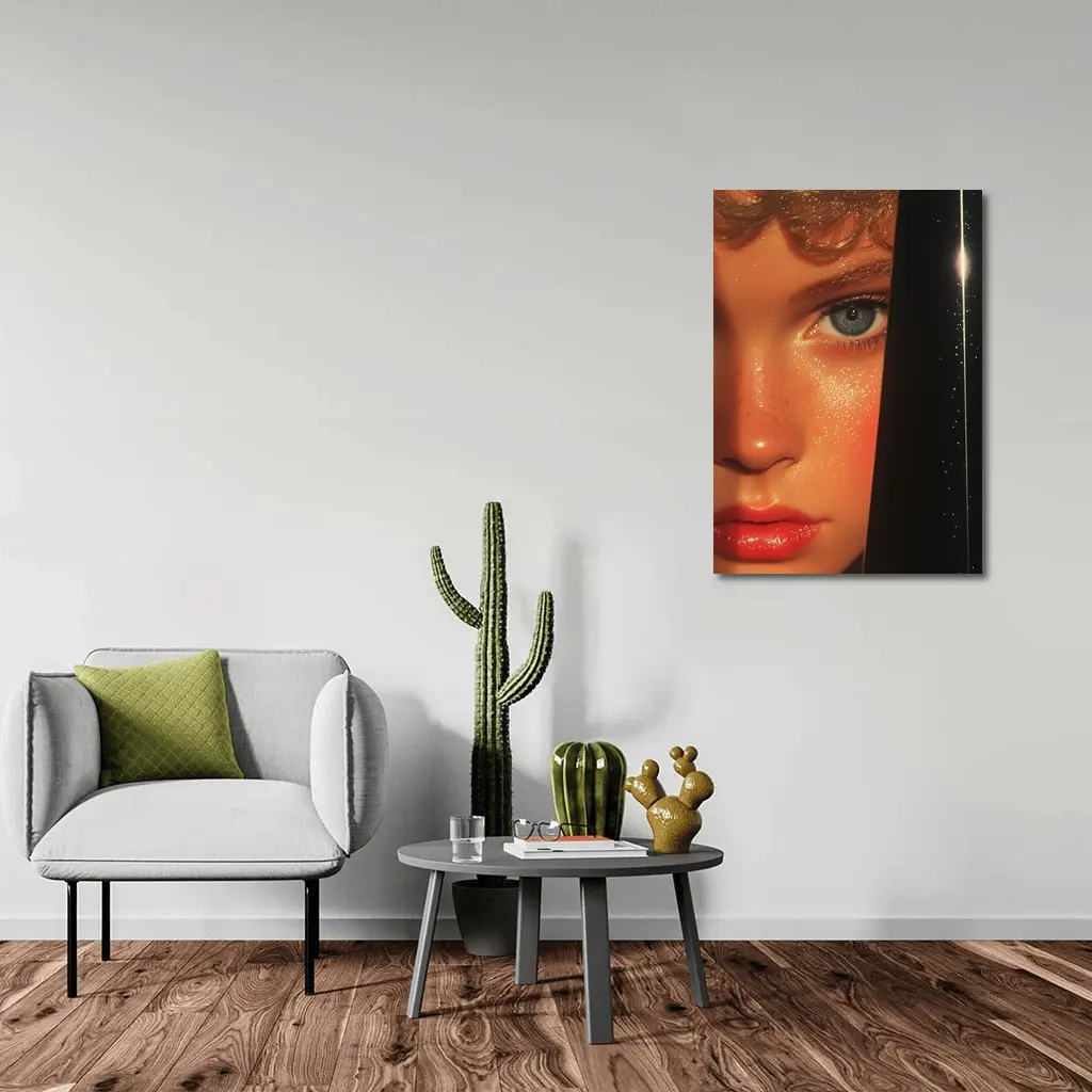Close Up Woman Face Blue Eye Art – Wall Art