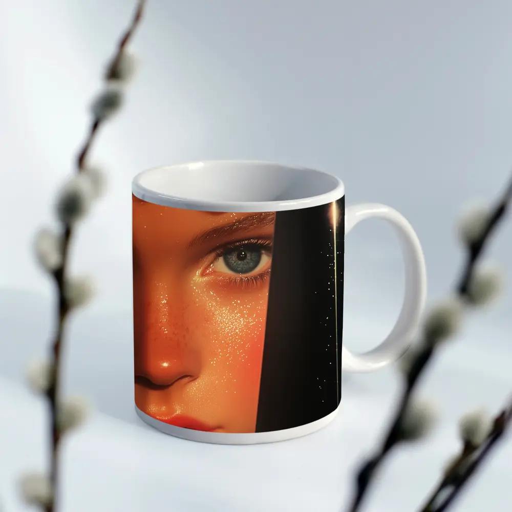 Close Up Woman Face Blue Eye Art – Mugs