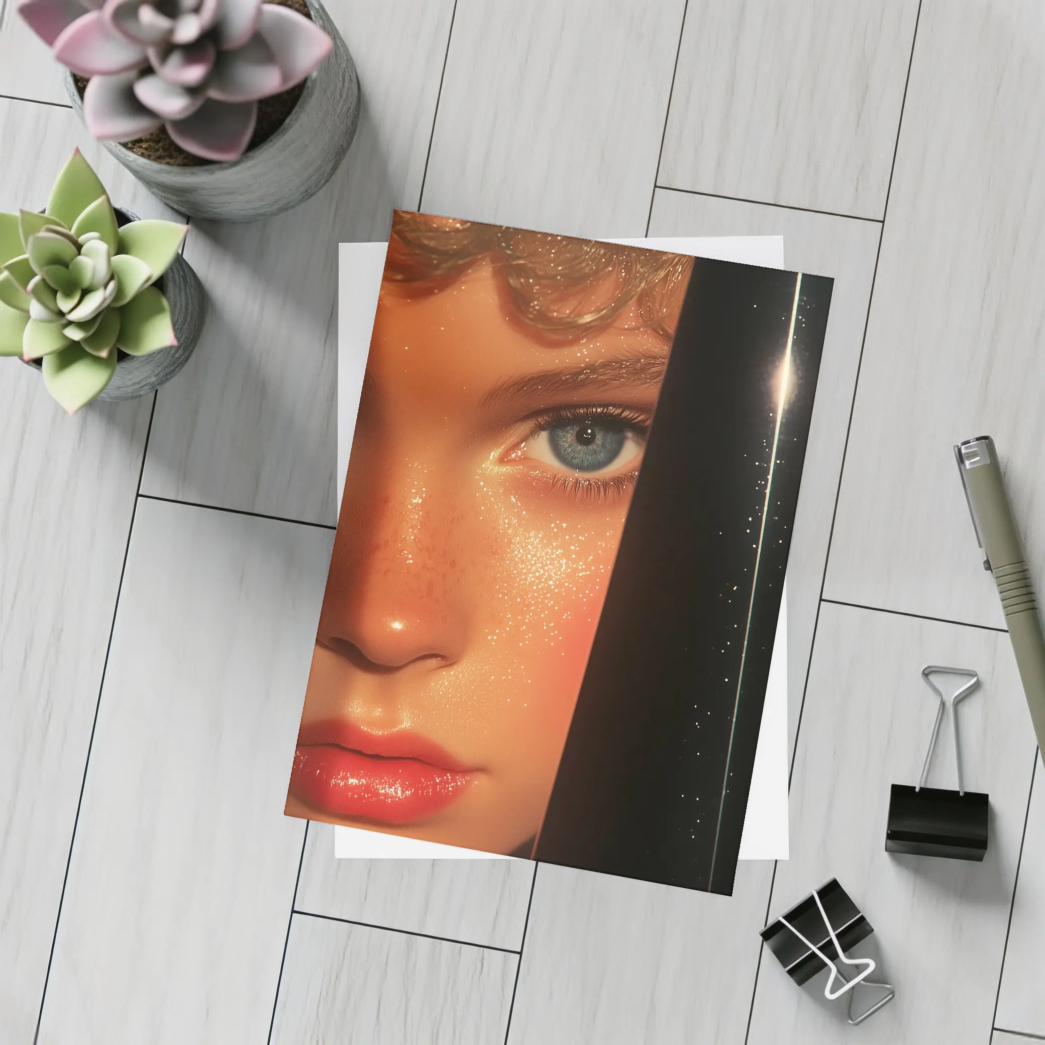 Close Up Woman Face Blue Eye Art – Postcards