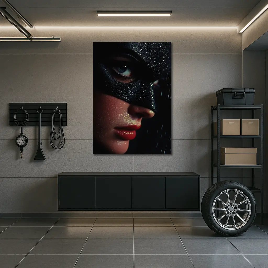 Masked Woman Glitter Dark Dramatic Portrait – Wall Art