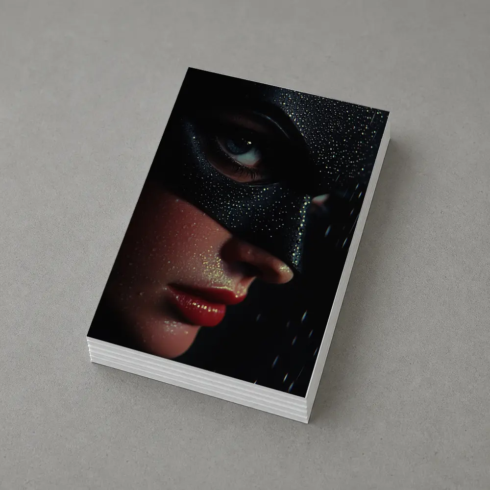 Masked Woman Glitter Dark Dramatic Portrait – Postcards