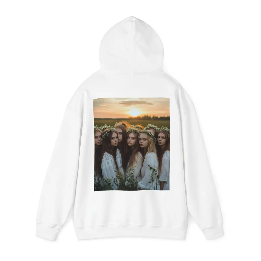 Girls In White Dresses Field Sunset – Hoodies