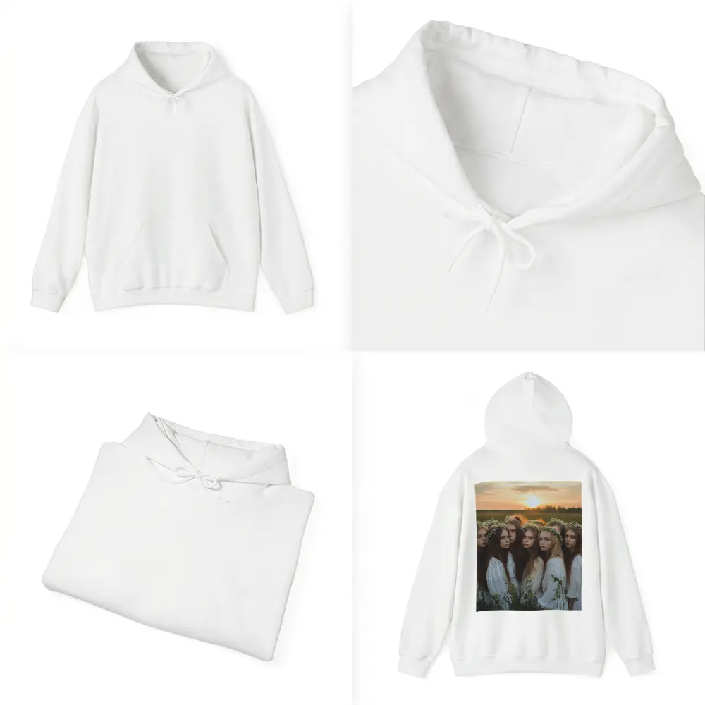 Girls In White Dresses Field Sunset – Hoodies