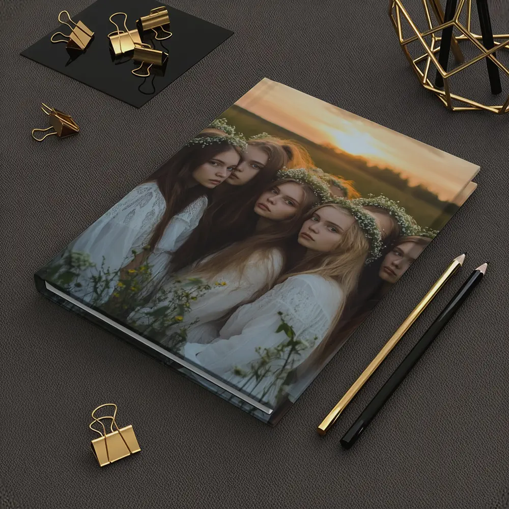 Girls In White Dresses Field Sunset – Notebooks