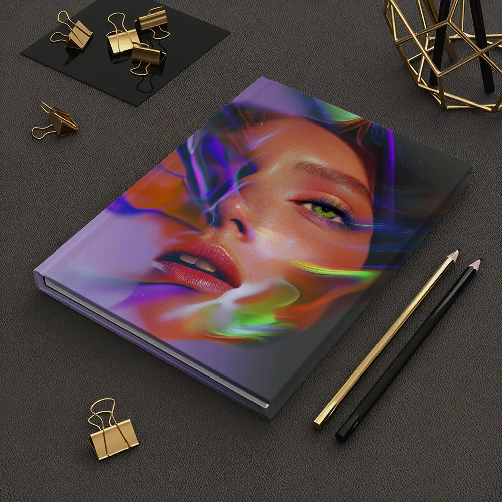 Neon Smoke Woman Face Digital Art – Notebooks