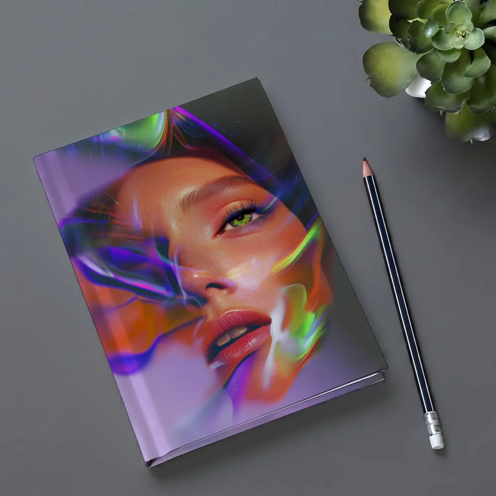 Neon Smoke Woman Face Digital Art – Notebooks