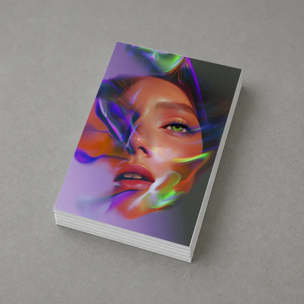 Neon Smoke Woman Face Digital Art – Postcards