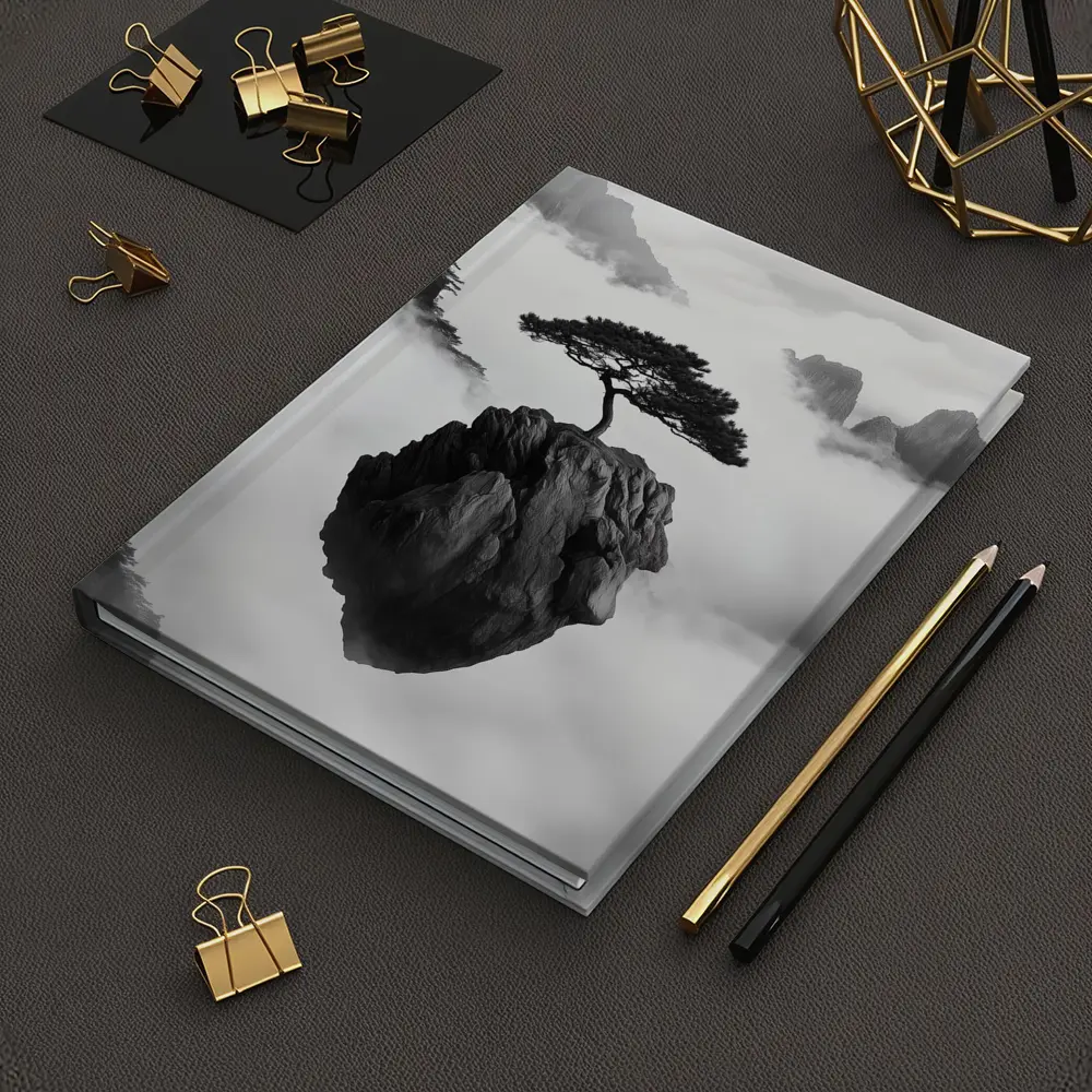 Lone Pine Tree Floating Rock Black White – Notebooks