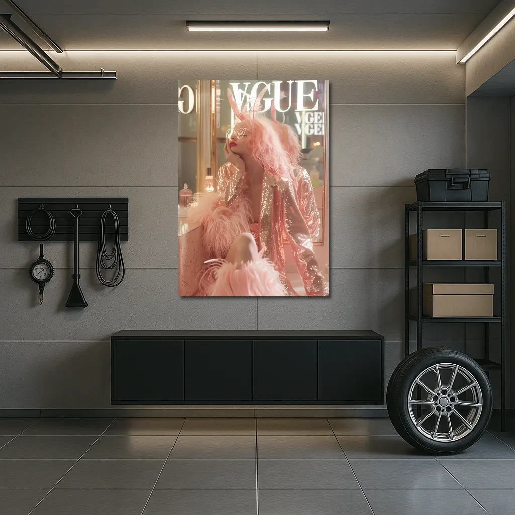 Pink Fashion Woman Vogue Magazine Cover Style – Wall Art