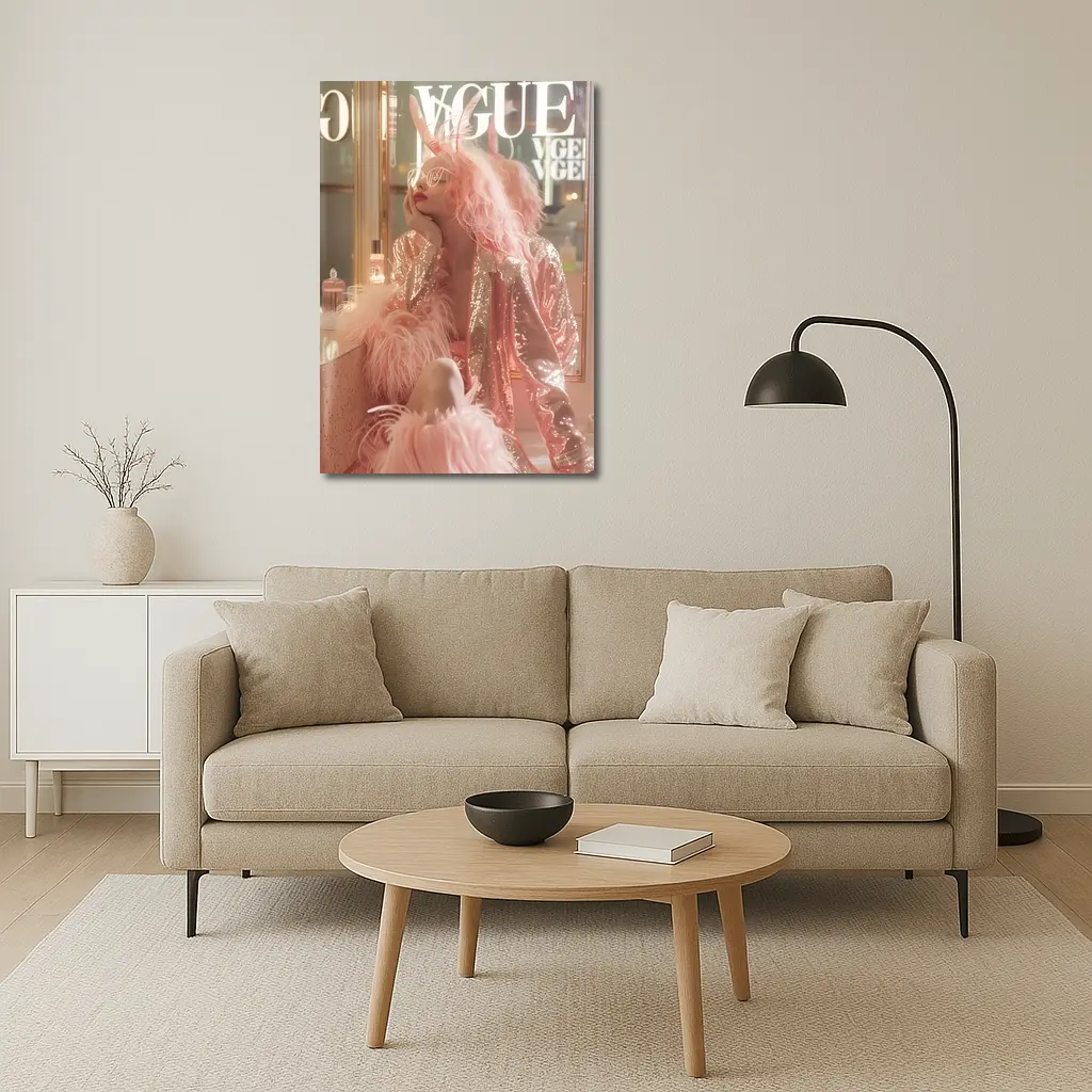 Pink Fashion Woman Vogue Magazine Cover Style – Wall Art