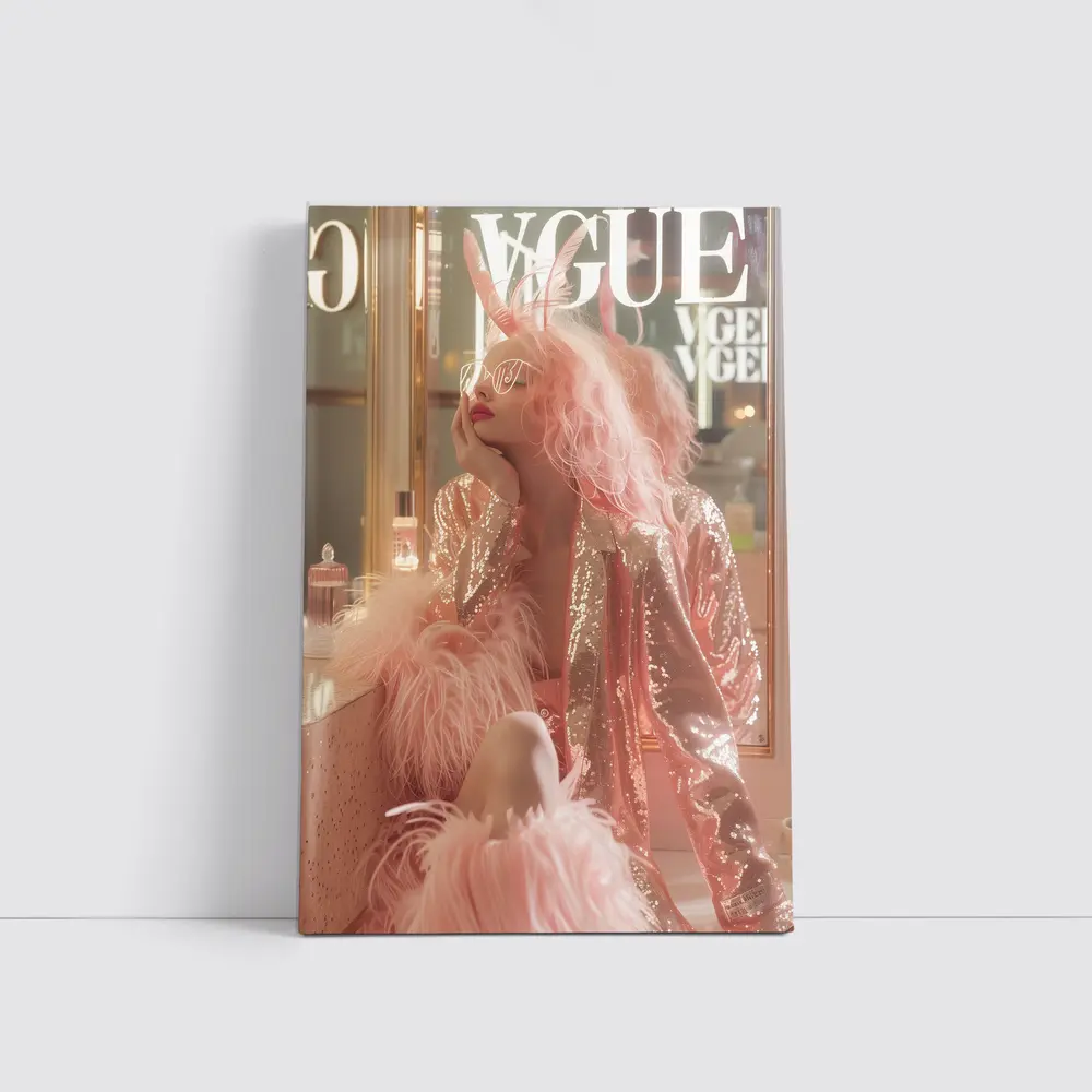 Pink Fashion Woman Vogue Magazine Cover Style – Wall Art
