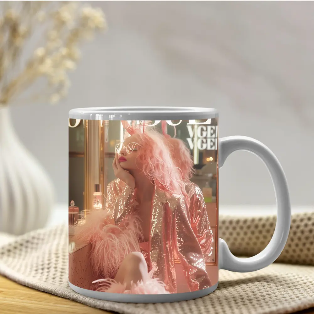 Pink Fashion Woman Vogue Magazine Cover Style – Mugs