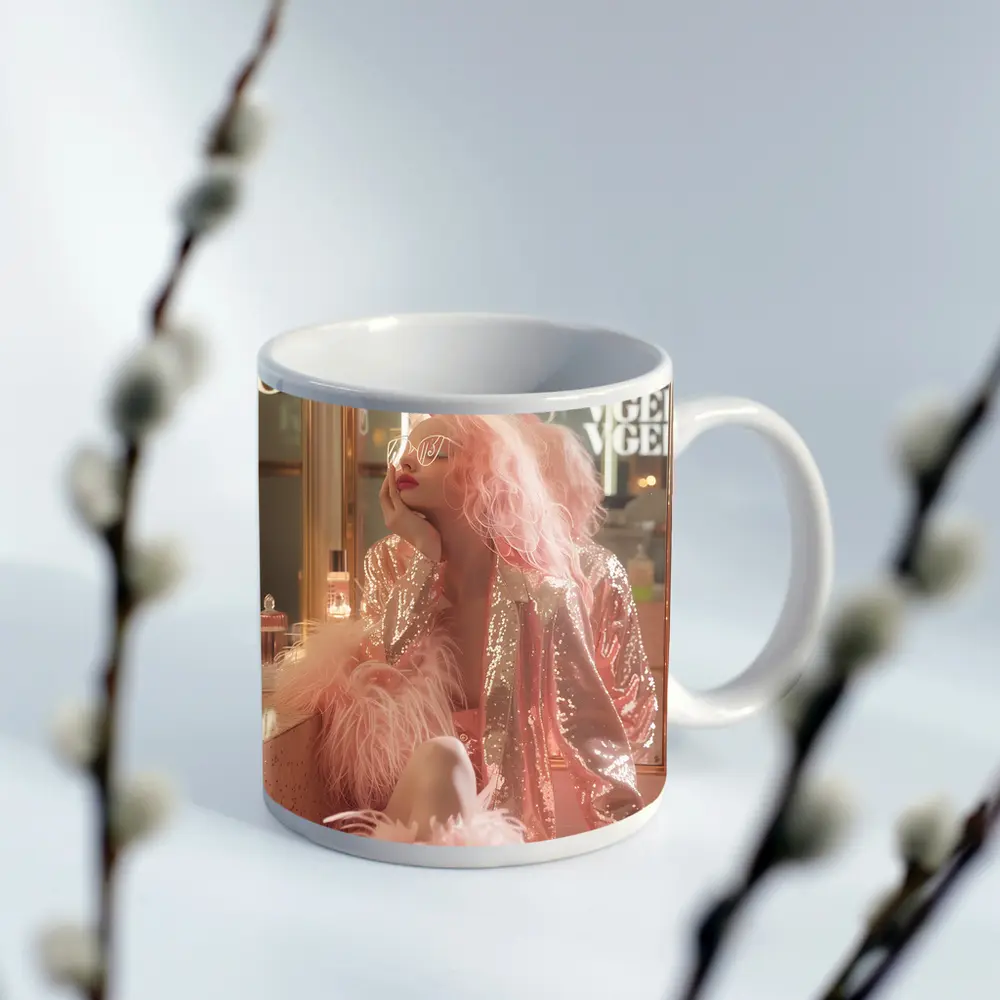 Pink Fashion Woman Vogue Magazine Cover Style – Mugs