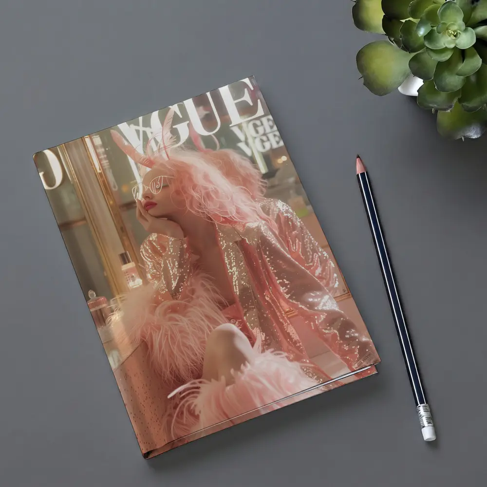 Pink Fashion Woman Vogue Magazine Cover Style – Notebooks