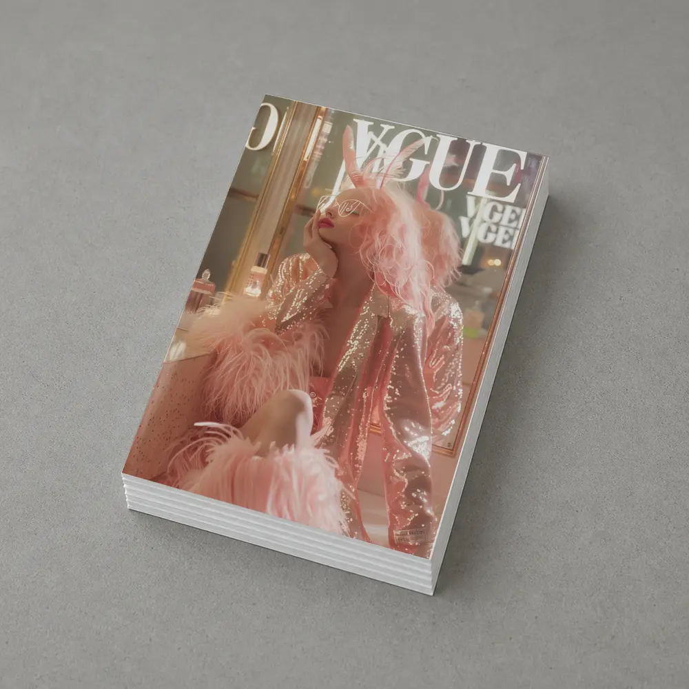 Pink Fashion Woman Vogue Magazine Cover Style – Postcards