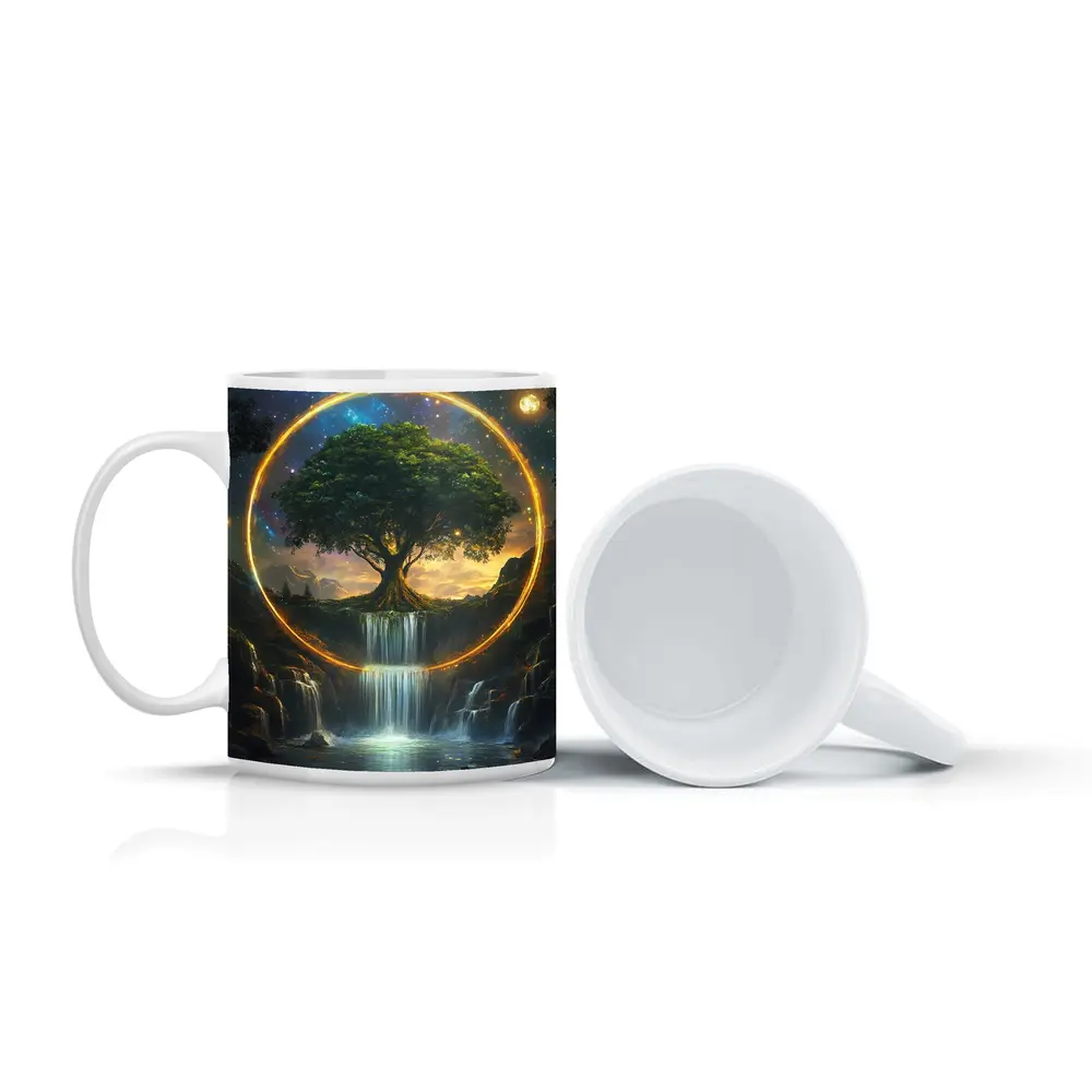 Tree of Life Waterfall Fantasy Cosmic Art – Mugs