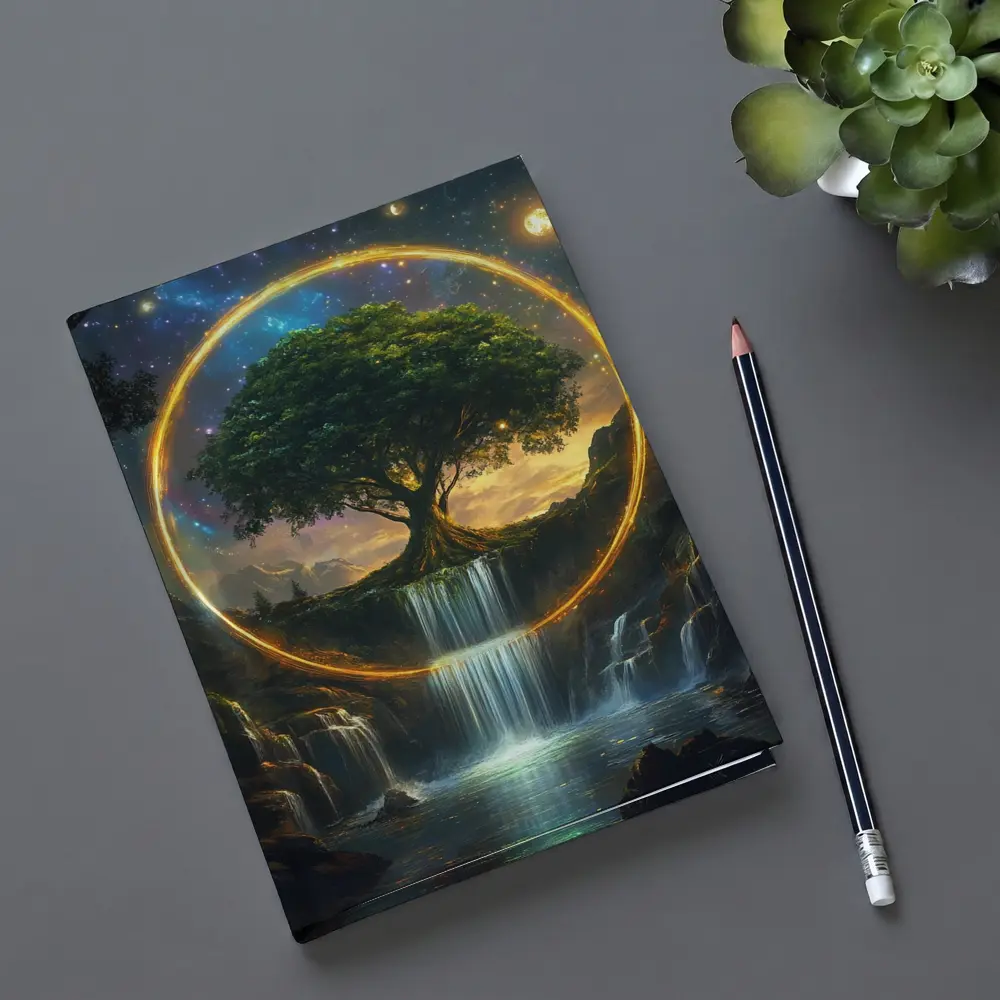 Tree of Life Waterfall Fantasy Cosmic Art – Notebooks