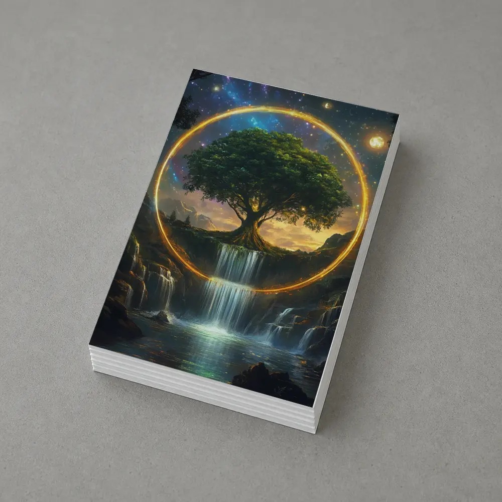 Tree of Life Waterfall Fantasy Cosmic Art – Postcards