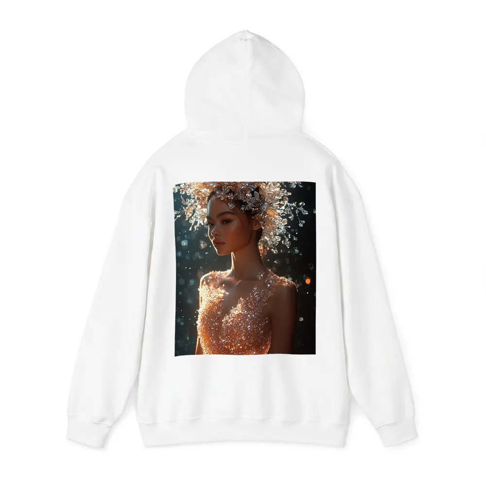 Crystal Crown Woman Orange Dress Dark Background – Hoodies