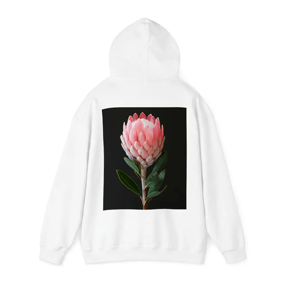 Pink Protea Flower Dark Black Background – Hoodies