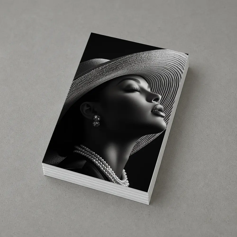 Elegant Woman Wide Brim Hat Pearl Necklace – Postcards