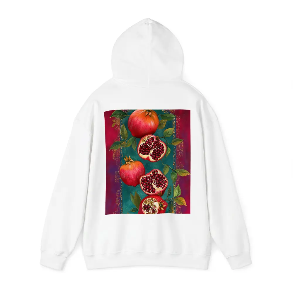 Pomegranate Fruit Botanical Art Teal Red – Hoodies