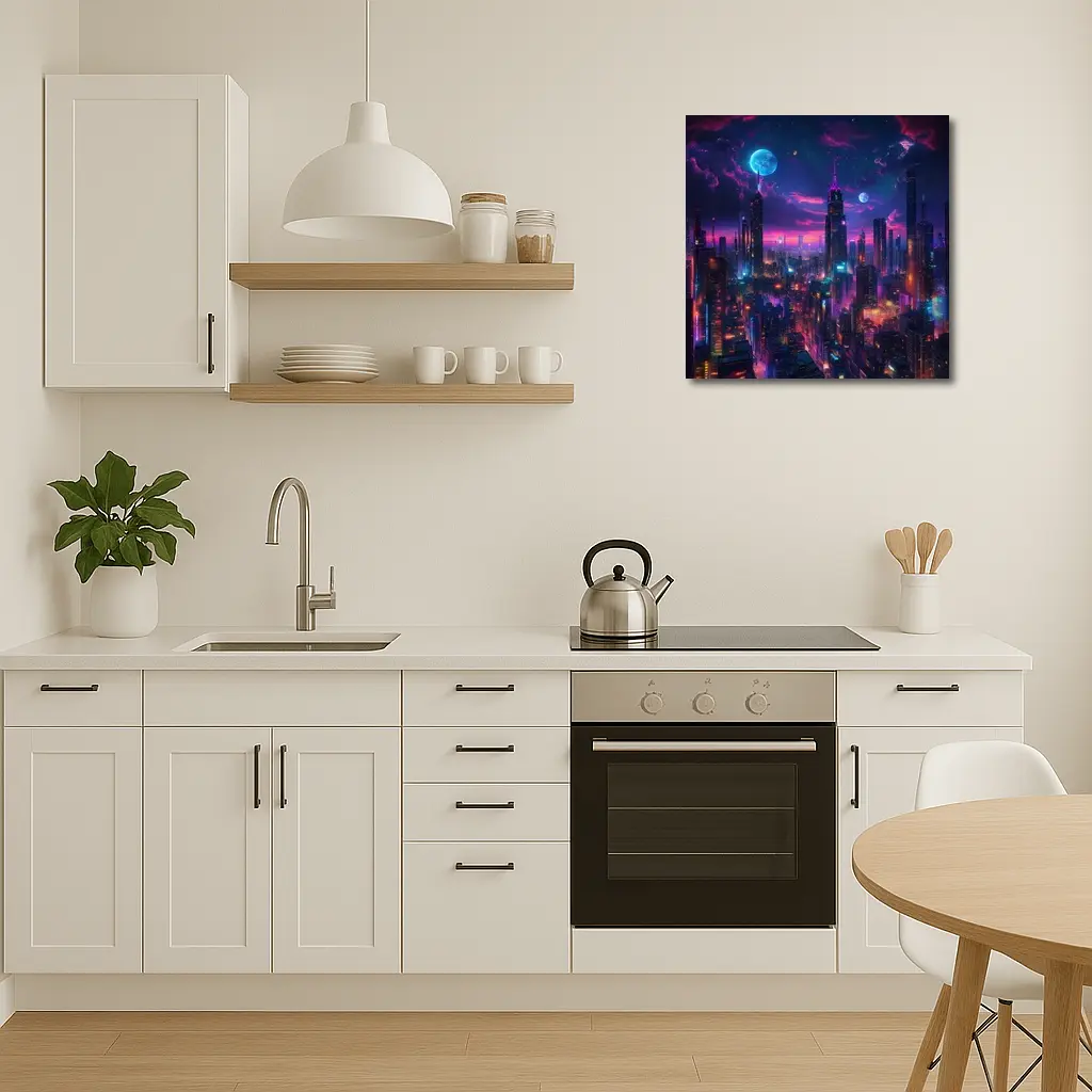 Neon Cyberpunk City Skyline At Night – Wall Art