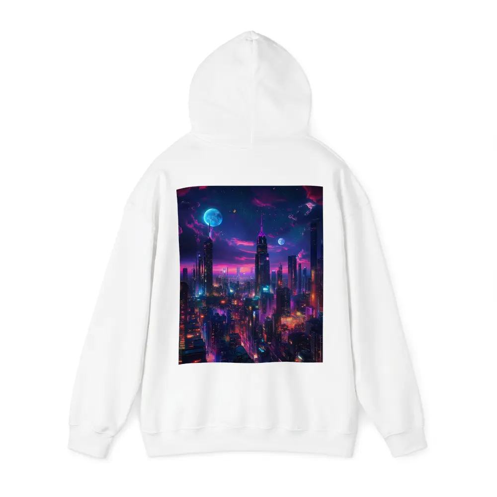Neon Cyberpunk City Skyline At Night – Hoodies